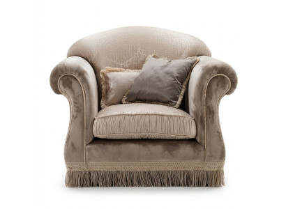 Luxe fauteuil gestoffeerde troon massief hout Italiaanse meubels eenpersoons landelijke stijl