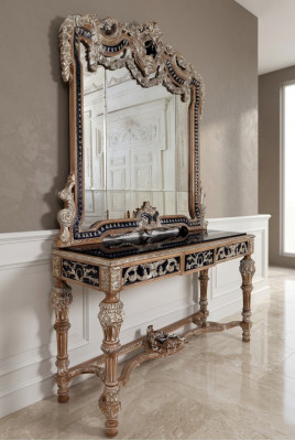 Klassieke spiegel kaptafel console tafel Bruin hout Slaapkamer meubels Nieuw