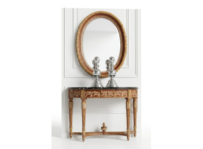 Hout Italiaanse meubels 2-delige set meubels in barokstijl, console tafel met spiegel Nieuw.