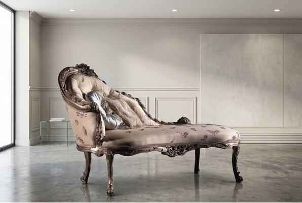 Chaiselongue Luxe Ligstoel Woonkamer Chaiselounge Ligbed Relaxbank Massief Hout Nieuw