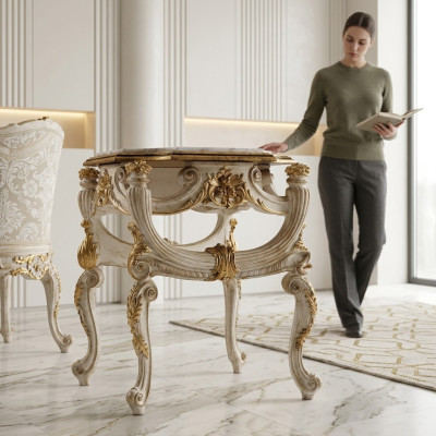 Salontafel Tafel bijzettafel Woonkamertafel Hout Royal Bijzettafel Barok Tafels