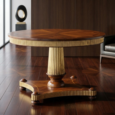 Ronde eettafel van massief hout Eettafels Eetkamermeubelen Klassieke houten eettafels