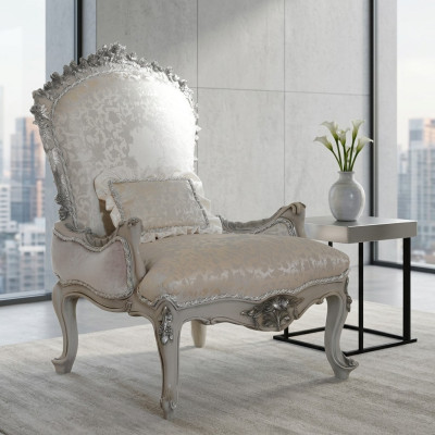 Luxe fauteuil gestoffeerde troon barok rococo echt hout Italiaanse meubels éénzits