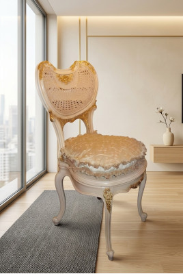 Eetkamerstoel 1-zits fauteuil hout luxe klasse barok rococo meubels design nieuw