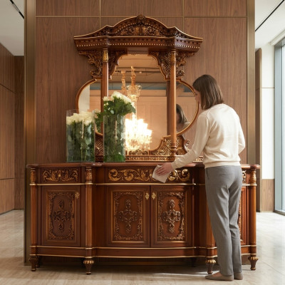 Laden Dressoir Spiegel Set Echt Hout Italiaanse Meubelen Antieke Stijl Laden