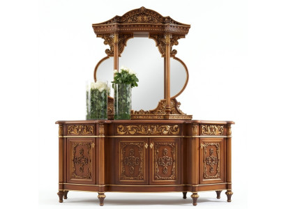 Laden Dressoir Spiegel Set Echt Hout Italiaanse Meubelen Antieke Stijl Laden