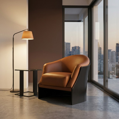 Fauteuil Woonkamer Stoel Hout Eetkamer Fauteuil Stoelen Eénzitter Leder Italië Nieuw
