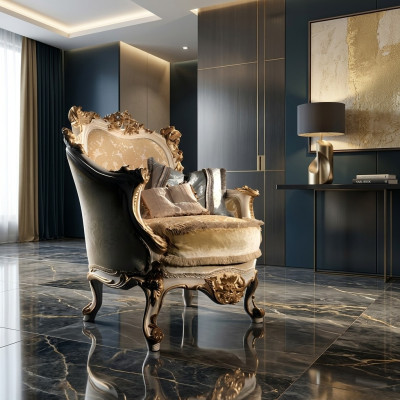 Luxe gesneden fauteuil in klassieke stijl voor de woonkamer.