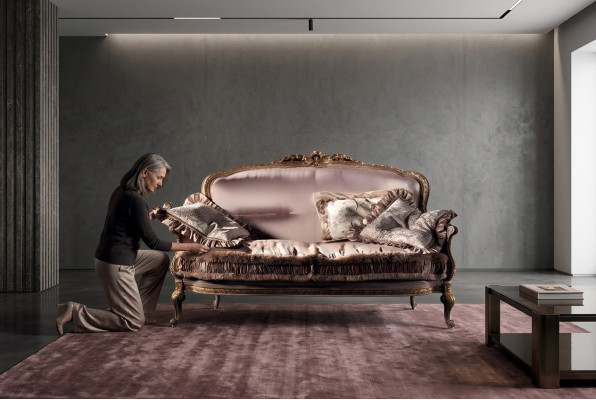 Sofa 2 zits bank hout bekleding meubels bankstellen Italiaanse inrichting nieuw