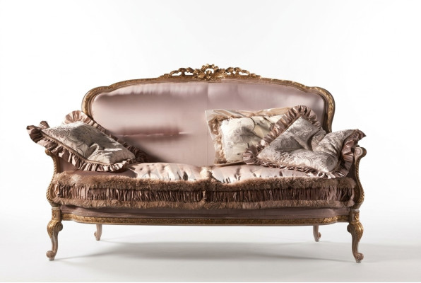 Sofa 2 zits bank hout bekleding meubels bankstellen Italiaanse inrichting nieuw