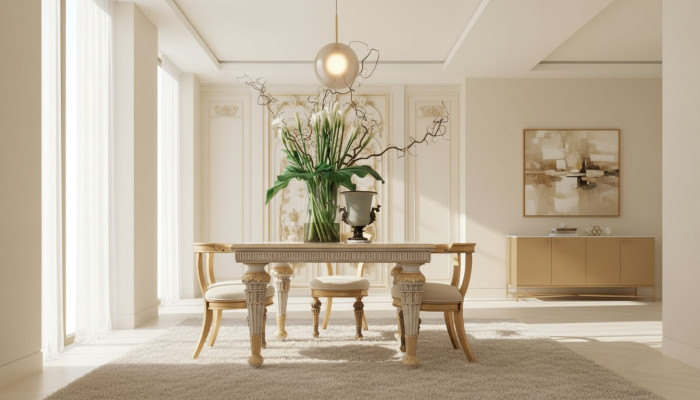 Meubilair inrichting groep Tafel + 4 Stoel Set 5-delige Eettafel Set Eetkamer