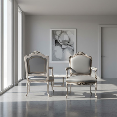 Klassieke Fauteuil Barok Rococo Armstoel Italiaanse Meubels Hout Eenpersoons Nieuw