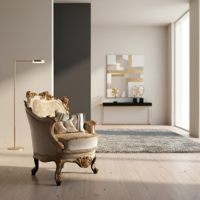 Fauteuil Bibliotheek Leesstoel Oorfauteuil Bank Bekleding Italiaanse meubels Luxe