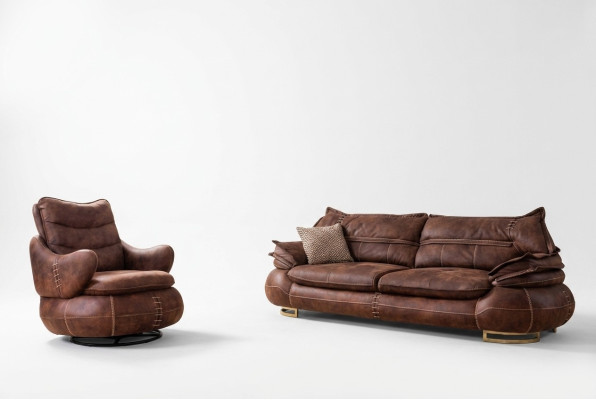 Luxe Amerikaanse westerse bankstelbank Loft meubelset 3+1 zits bank fauteuil 2-delig. Nieuw