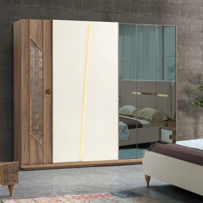 Kledingkast Bruin Luxe Meubels Italiaanse Inrichting Slaapkamer.