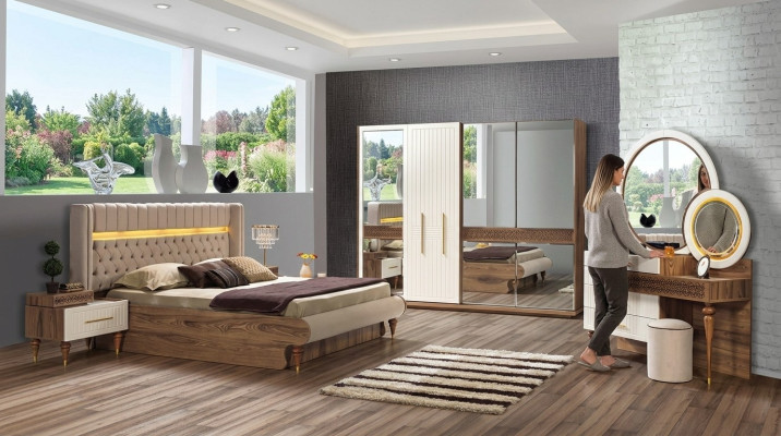 Stijlvolle moderne slaapkamer meubelset in luxe Europees design.