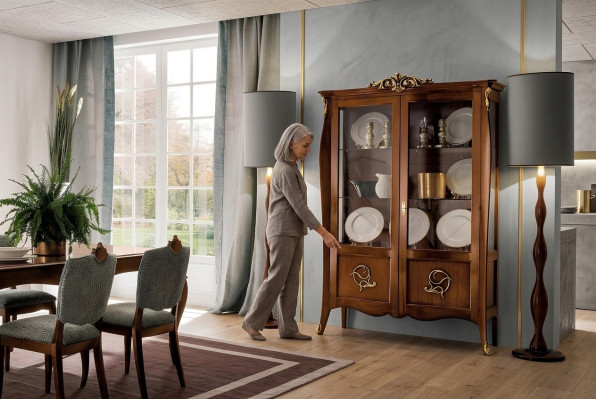 Vitrine Glas Kast Laden Kasten Italiaanse meubelen Hout Stijl Barok Vitrines