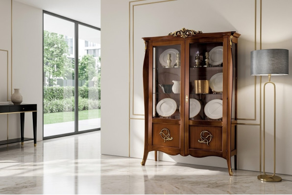 Vitrine Glas Kast Laden Kasten Italiaanse meubelen Hout Stijl Barok Vitrines