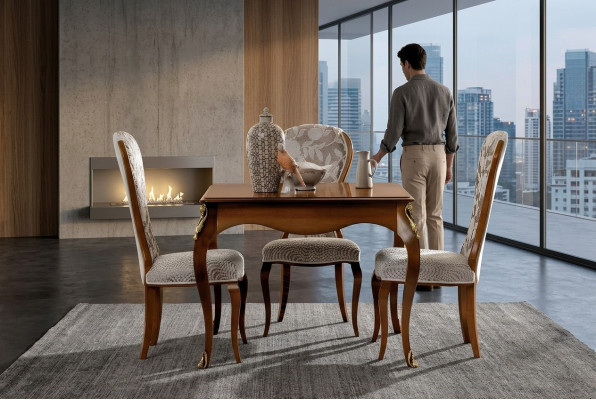 Compleet eetkamerset 4x stoelen eetkamerset Ess Group houten tafel tafels 5-delig
