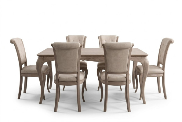 Eettafel eetkamer set meubels inrichting groep tafel + 6 stoel set 7-delig.