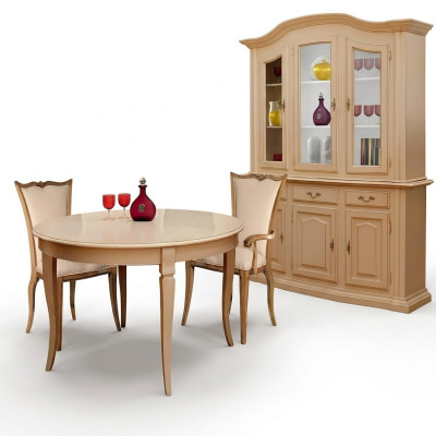 Eetkamer meubels Massief hout Vitrinekast Echt hout dressoir Vitrine Glas Nieuw