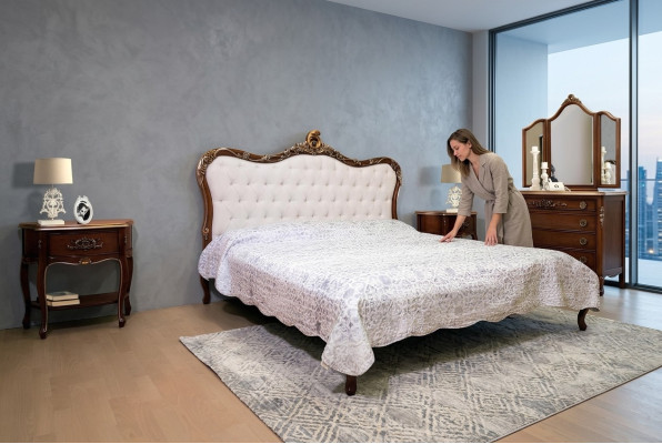 Bed 2x Bedside table 3 pcs. Bedroom set Design furniture Modern Luxury Beds New