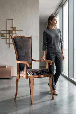 Eetkamerstoel Art déco Armleuning Eetkamerstoelen Design Textiel Luxe Fauteuil