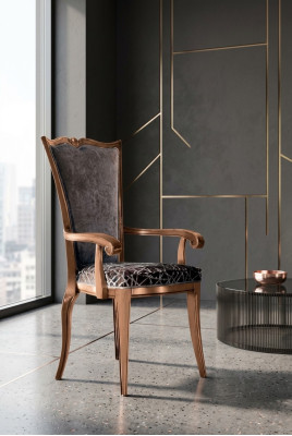 Eetkamerstoel Art déco Armleuning Eetkamerstoelen Design Textiel Luxe Fauteuil