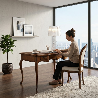 Ontwerper bureau stoel kantoor set Italiaanse meubels secretaire armstoel 2-delig.