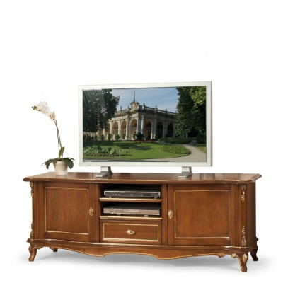 TV dressoir RTV woonkamer design plank bruin hout rekken lowboard Italië nieuw