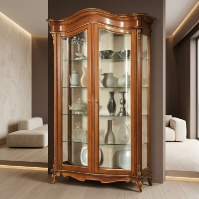Massief houten vitrinekast glazen kast massief houten vitrine woonkamer meubels dressoir nieuw