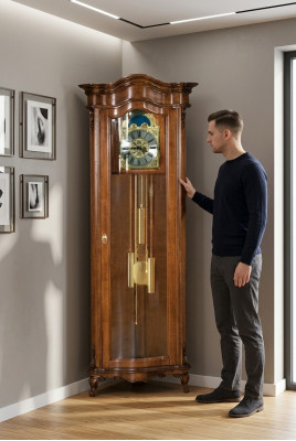 Staande klok hoekklok woonkamer massief hout klokken echt hout Italiaanse inrichting