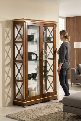 Massief houten vitrinekast glazen kast massief houten vitrine woonkamer meubels dressoir nieuw
