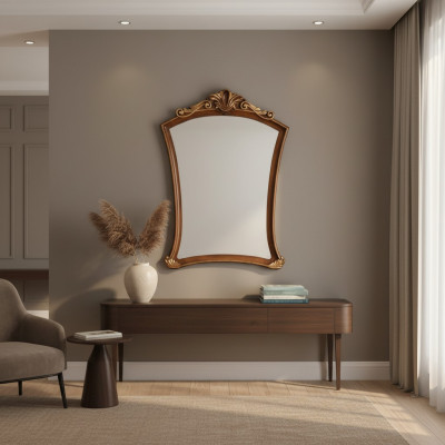 Klassieke designspiegel Italiaanse wandspiegel houten standaard wand Italiaans nieuw