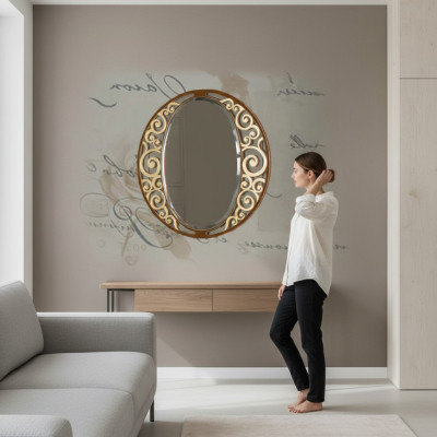 Klassieke ontwerpspiegel Italiaanse muurspiegel Houten staande wand Italië Nieuw