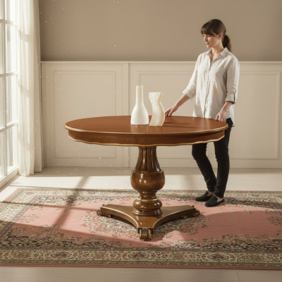 Luxe Ronde Tafel Massief Hout Italiaanse Eettafel Ronde Meubelen Nieuw