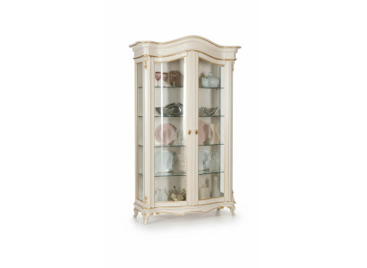 Vitrine Glas Kast Vitrine Woonkamer Hout Dressoir Italiaanse meubelen Plank