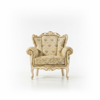 Ohrensessel Luxus stoffen zitdesign bekleding stijl Elisa textiel enkele zitting nieuw.