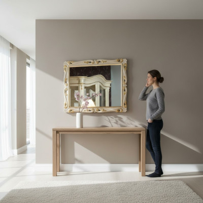 Klassieke designspiegel Italiaanse wandspiegel houten standaardwand Italië nieuw