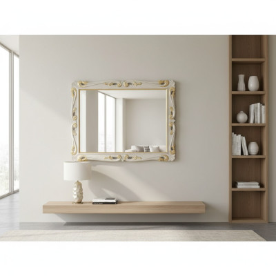 Klassieke designspiegel Italiaanse wandspiegel houten standaardwand Italië nieuw