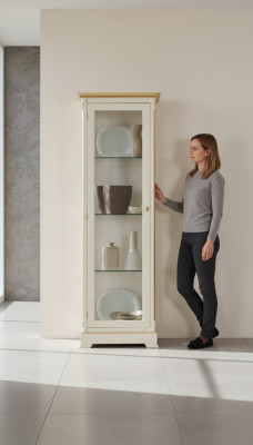 Massief houten vitrinekast van glas Echt houten vitrinekast Woonkamermeubels Sideboard