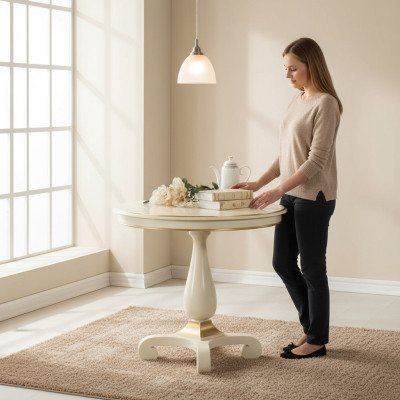 Luxe Ronde Tafel Massief Hout Italiaans Eetkamertafels Ronde Meubels Eettafel Nieuw