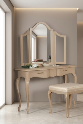 Kaptafel met spiegel Slaapkamer meubel Design Nachtkastje Kruk 2-delig Nieuw