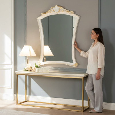 Luxe spiegel klassiek ontwerp witte spiegelmobilier stijlen Elisa nieuwe spiegel