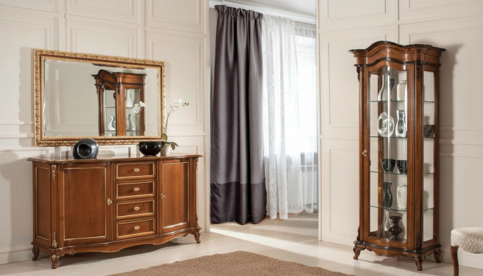 Eetkamer set vitrinekast dressoir spiegel buffet Italiaans meubilair 3-delig