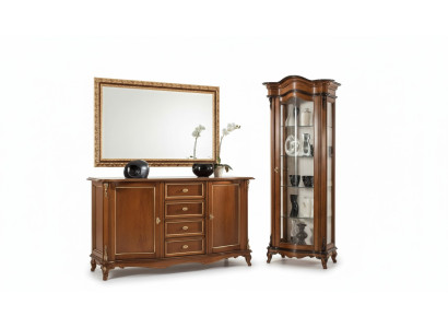 Eetkamer set vitrinekast dressoir spiegel buffet Italiaans meubilair 3-delig