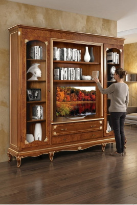 Tv-kastje wandmeubel woonkamer tv-kast massief hout Modern Echt hout Nieuw