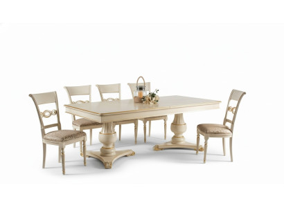 Compleet set eettafel 6 stoelen eetkamerset eetgroep houten tafel tafels 7-delig