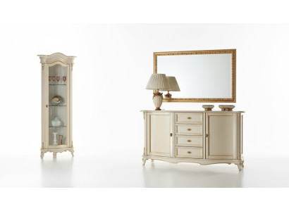 Woonkamer vitrinekast dressoir Italië spiegel klassieke set 3-delig Wit Nieuw Woonkamer vitrinekast dressoir Italië spiegel klassieke set 3-delig Wit Nieuw.