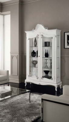 Vitrine Wit Glazen Kast Ontwerp Klassieke Kast Luxe Houten Meubels Vitrines Nieuw